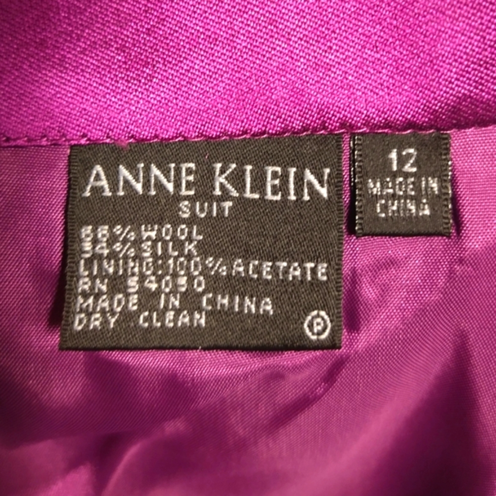 ANNE KLEIN NEW YORK NEW YORK 'IMPERIAL PURPLE' SKIRT SUIT 12 USA NWT - Picture 10 of 11